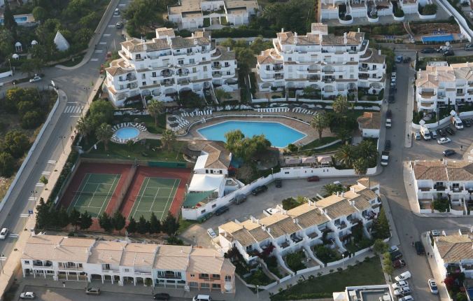 Pictures show aerial view of the Ocean Club in Luz, on the Algarve, Portugal, where 3 year old Maddy McCann went missing from her room while her parents had a drink in the complex bar.